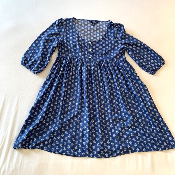Polo Ralph Lauren Girls Blue Floral Button-Front Dress 3/4 Sleeves Size 12 - Picture 3 of 15
